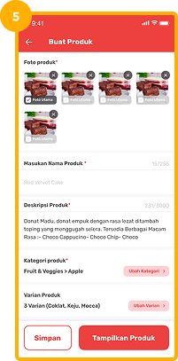 Lengkapi foto produk, dan atur produk penjualan Anda